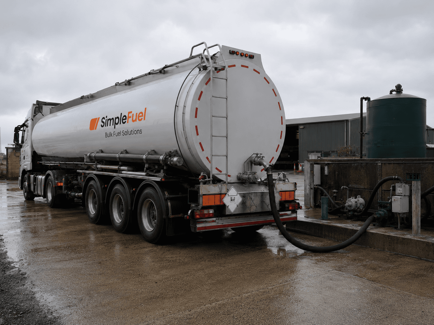 Fuel tanker delivering to a depot yard