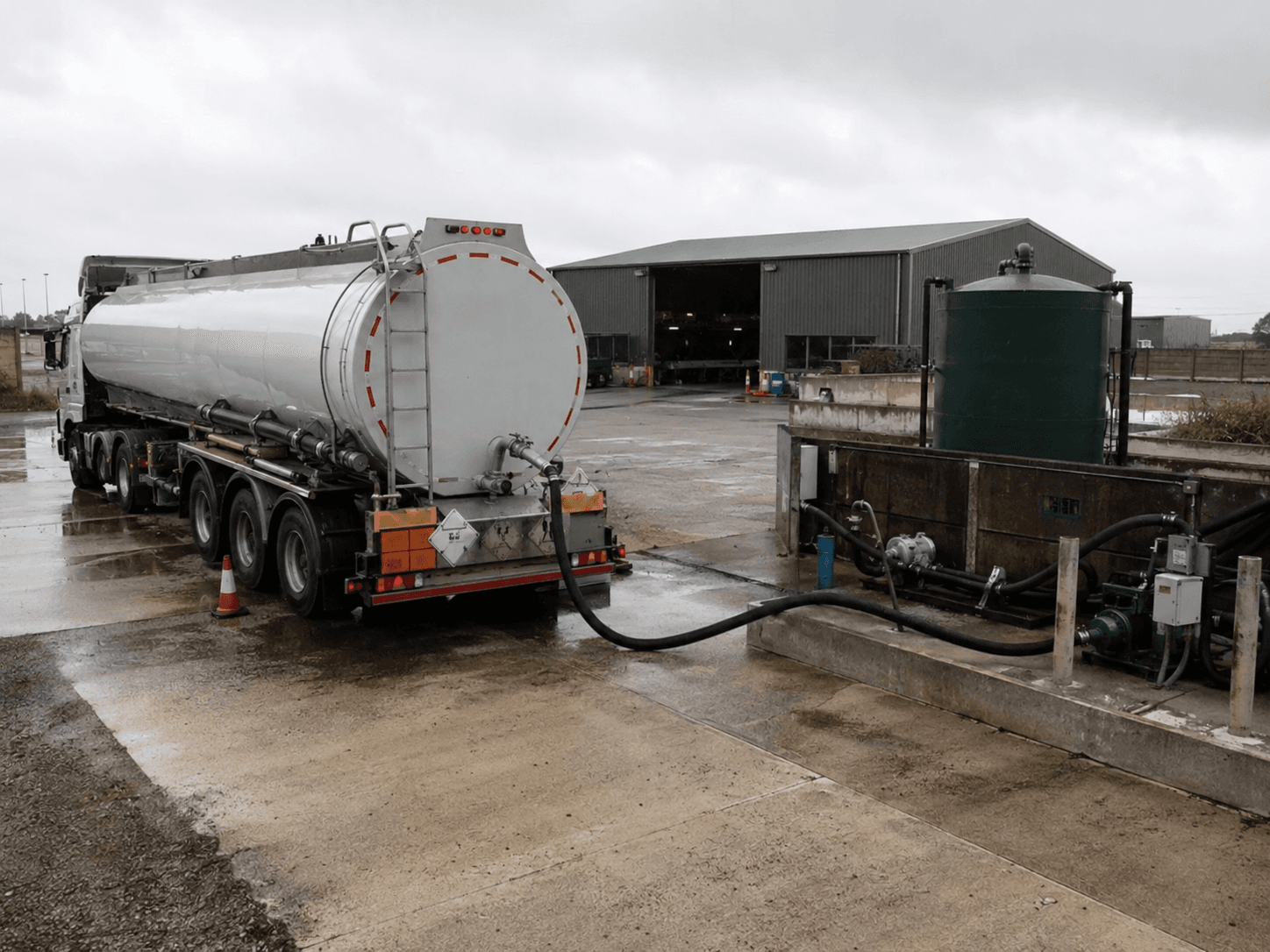 Fuel tanker delivering to a depot yard